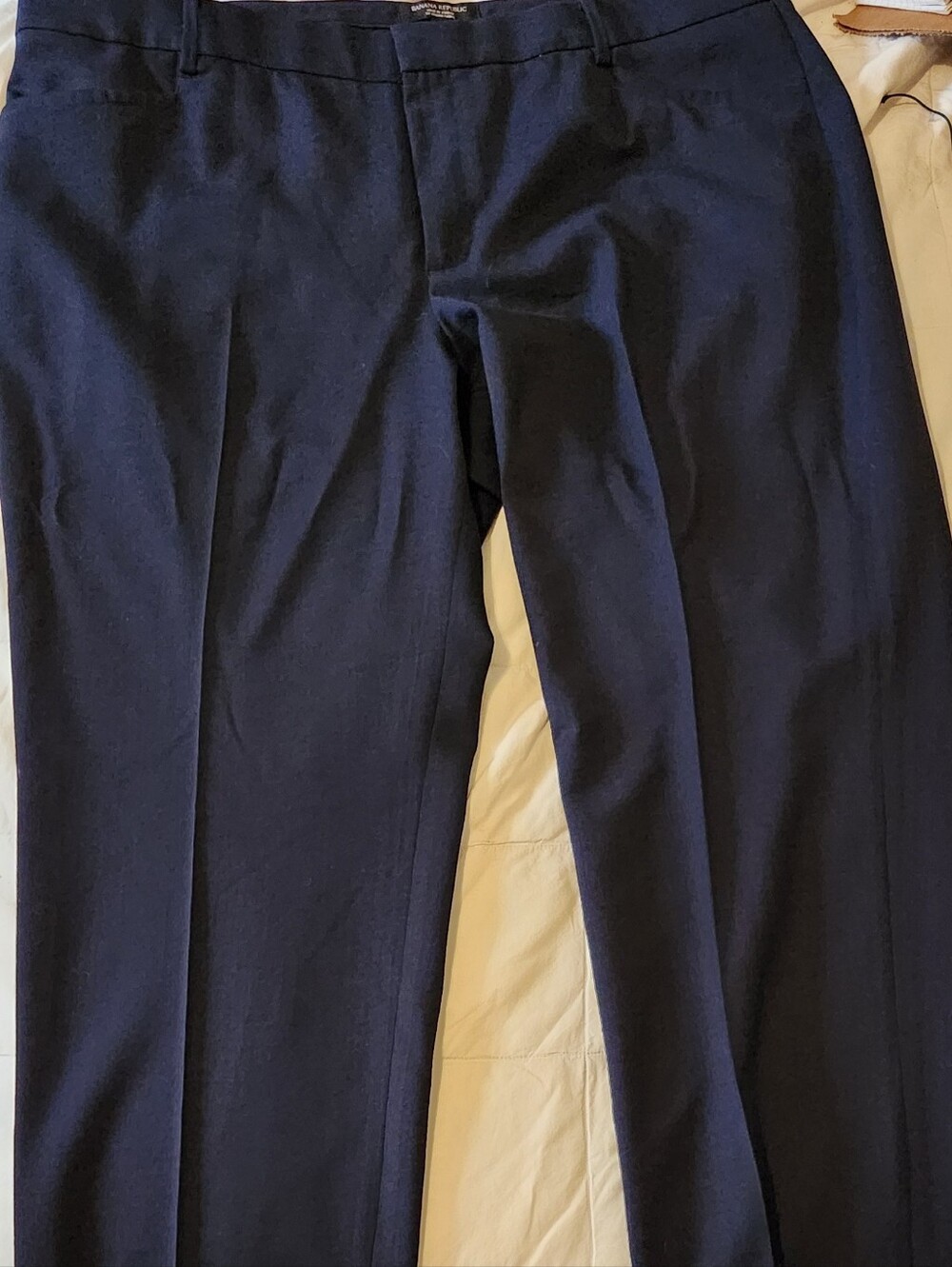 Banana Republic Navy Women's Wool Flat Front Trousser Pants